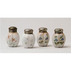 LOT OF FOUR MELON RIBBED SALT SHAKERS. 