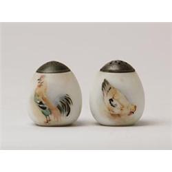 PAIR OF EGG SHAPED SALT SHAKERS.  