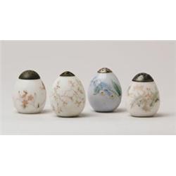 LOT OF FOUR EGG SHAPED SALT SHAKERS.  