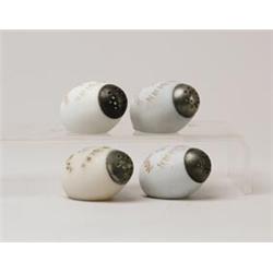 LOT OF FOUR LAY-DOWN EGG SALT SHAKERS.  