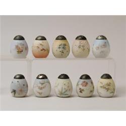 LOT OF TEN EGG SHAPED SALT SHAKERS.  