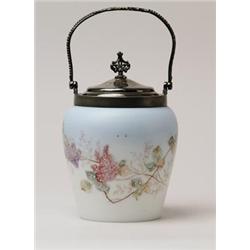 ART GLASS BISCUIT JAR.  