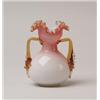 Image 1 : DOUBLE HANDLED ART GLASS VASE. 