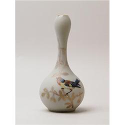 DECORATED BRISTOL VASE.  