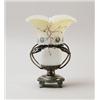 Image 1 : SATIN GLASS VASE & METAL HOLDER.  