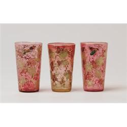 LOT OF THREE MOSER JUICE GLASSES. 