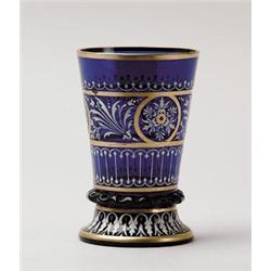 SIGNED LOBEMEYER ENAMELED VASE. 