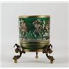 Image 1 : LARGE ENAMELED GREEN VASE. 