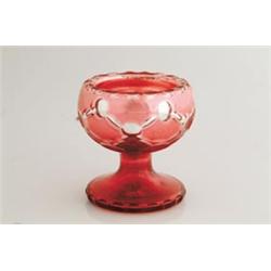 SILVERED GLASS OPEN SALT.  
