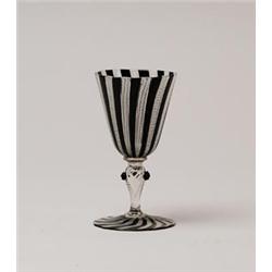 VENETIAN LATTICINIO WINE GOBLET.  
