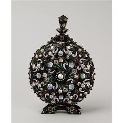 ENAMELED & JEWELED FLASK. 