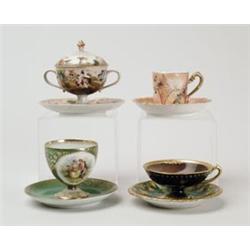 FOUR CUPS & SAUCERS. 