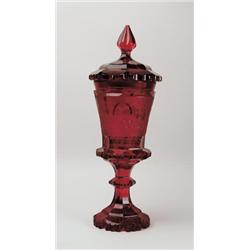 RARE RUBY BOHEMIAN COVERED POKAL.  