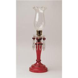 BEAUTIFUL RUBY & CLEAR PIANO CANDLESTICK.  