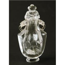 CARVED CLEAR QUARTZ SCENT BOTTLE.  