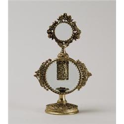 BRASS & GLASS PERFUME BOTTLE.  