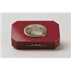 Image 1 : RED STONE SNUFF BOX WITH MICRO MOSAIC CENTER.  