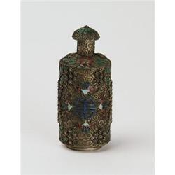 ENAMELED ORIENTAL SNUFF BOTTLE.  