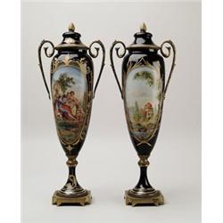 PAIR OF SEVRES URNS.  