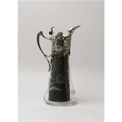 ART NOUVEAU GLASS & METAL EWER.  