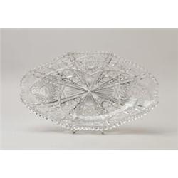 ANTIQUE BRILLIANT CUT GLASS ICE CREAM TRAY. 