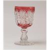 Image 1 : LARGE CRANBERRY CUT TO CLEAR CHALICE VASE.  