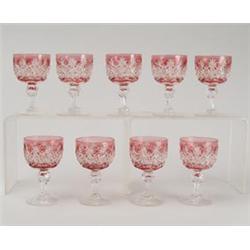 SET OF NINE DORFLINGER WINE GLASSES. 