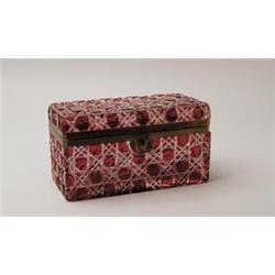 CRANBERRY CUT TO CLEAR HINGED BOX.  