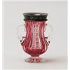 Image 1 : CRANBERRY CUT TO CLEAR VASE.  