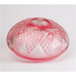 DURAND CRANBERRY CUT TO CLEAR LAMP SHADE.  