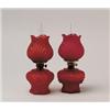 Image 1 : LOT OF TWO RED SATIN GLASS MINI LAMPS.  
