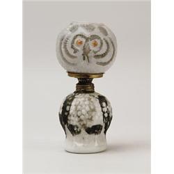 MILK GLASS OWL MINI LAMP.  