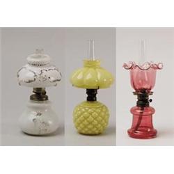 LOT OF THREE MINIATURE LAMPS. 