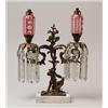 Image 1 : PAIR OF CUT OVERLAY PEG FONTS IN FANCY CAST BRASS HOLDER.  