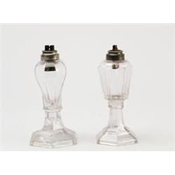 LOT OF TWO SMALL WHALE OIL LAMPS.  