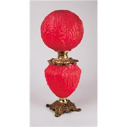 RED SATIN GWTW LAMP.  