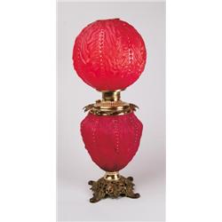 RED SATIN GWTW LAMP.  