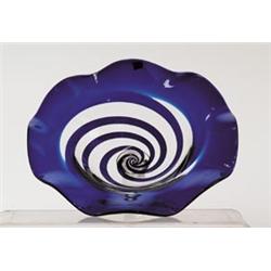 PAIRPOINT COBALT BLUE TWIRL COMPOTE.  