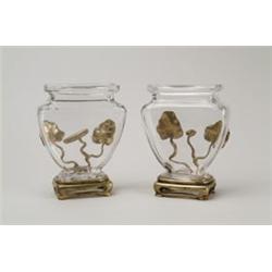 PAIR OF BACCARAT ART NOUVEAU VASES.  