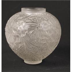 R. LALIQUE FROSTED VASE "GUI".  