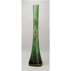 MONUMENTAL ENAMELED ART GLASS VASE. 