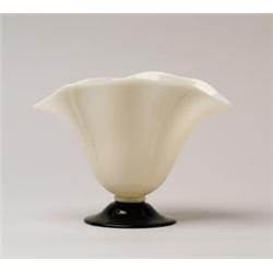 STEUBEN IVORY & BLACK VASE.  