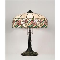 ART NOUVEAU LEADED TABLE LAMP.  