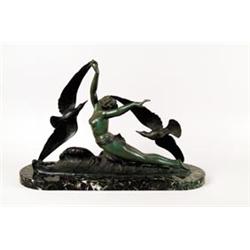 SIGNED S. MELANI ART DECO BRONZE.  