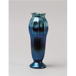 TIFFANY IRIDESCENT BLUE VASE.  