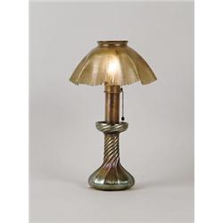 TIFFANY IRIDESCENT GOLD CANDLE LAMP.  