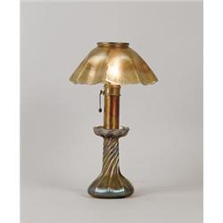 TIFFANY IRIDESCENT GOLD CANDLE LAMP.  