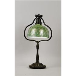 SIGNED TIFFANY HARP DESK LAMP.  