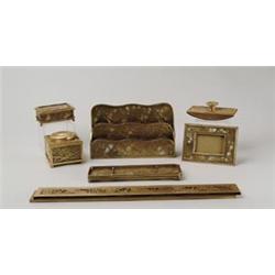 SEVEN PIECE TIFFANY DESK SET.  