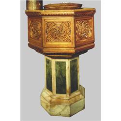 TIFFANY MARBLE & MOSAIC BAPTISMAL.  
